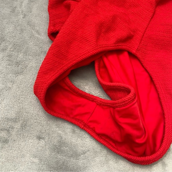 New! Montce Kim NO BELT micro scrunch one piece swimsuit red 10941 - Picture 5 of 10